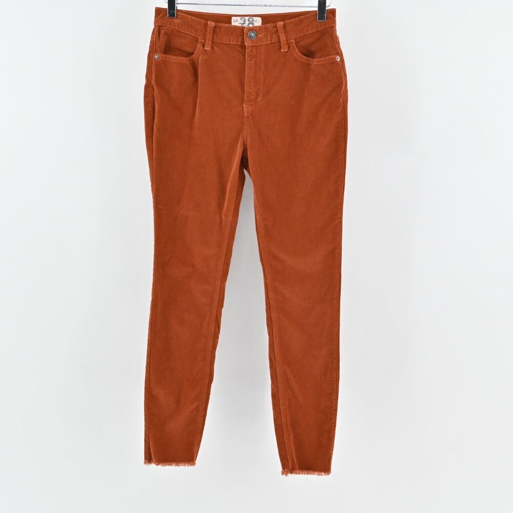 FREE PEOPLE Pants Womens Size 28 We The Free Rust Corduroy Skinny Raw Frayed Hem